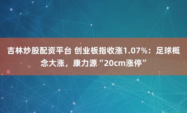 吉林炒股配资平台 创业板指收涨1.07%：足球概念大涨，康力源“20cm涨停”